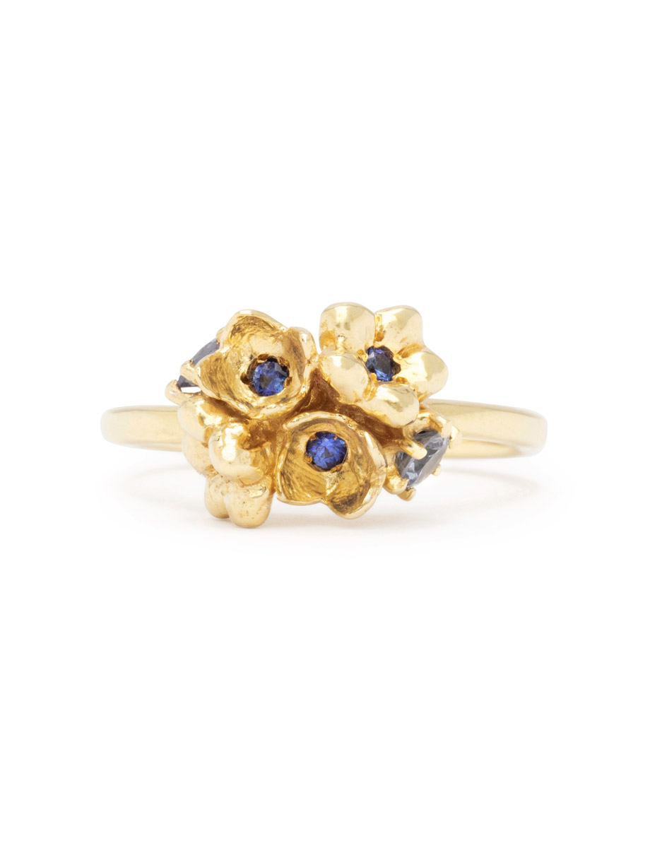 Bloom Bouquet Ring – Yellow Gold & Blue Sapphire