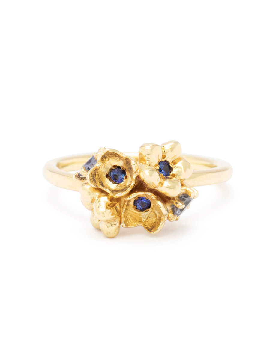 Bloom Bouquet Ring – Yellow Gold & Blue Sapphire
