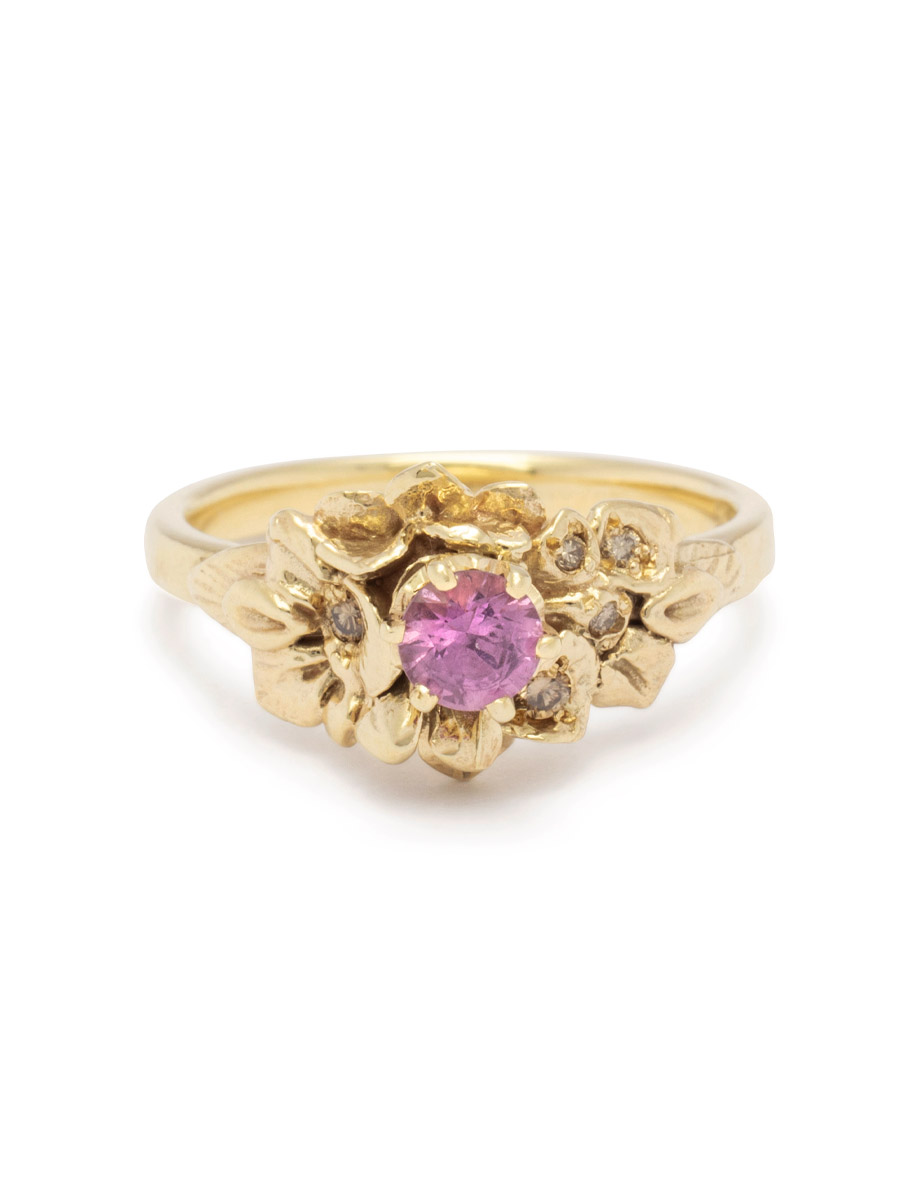 Ash Flower Ring – Pink Sapphire & Champagne Diamond