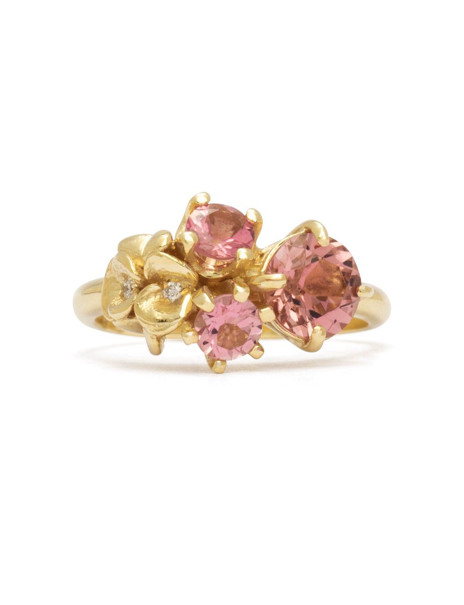 Violet Flower Ring – Pink Tourmaline & Diamond