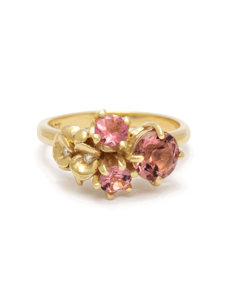 Violet Flower Ring – Pink Tourmaline & Diamond