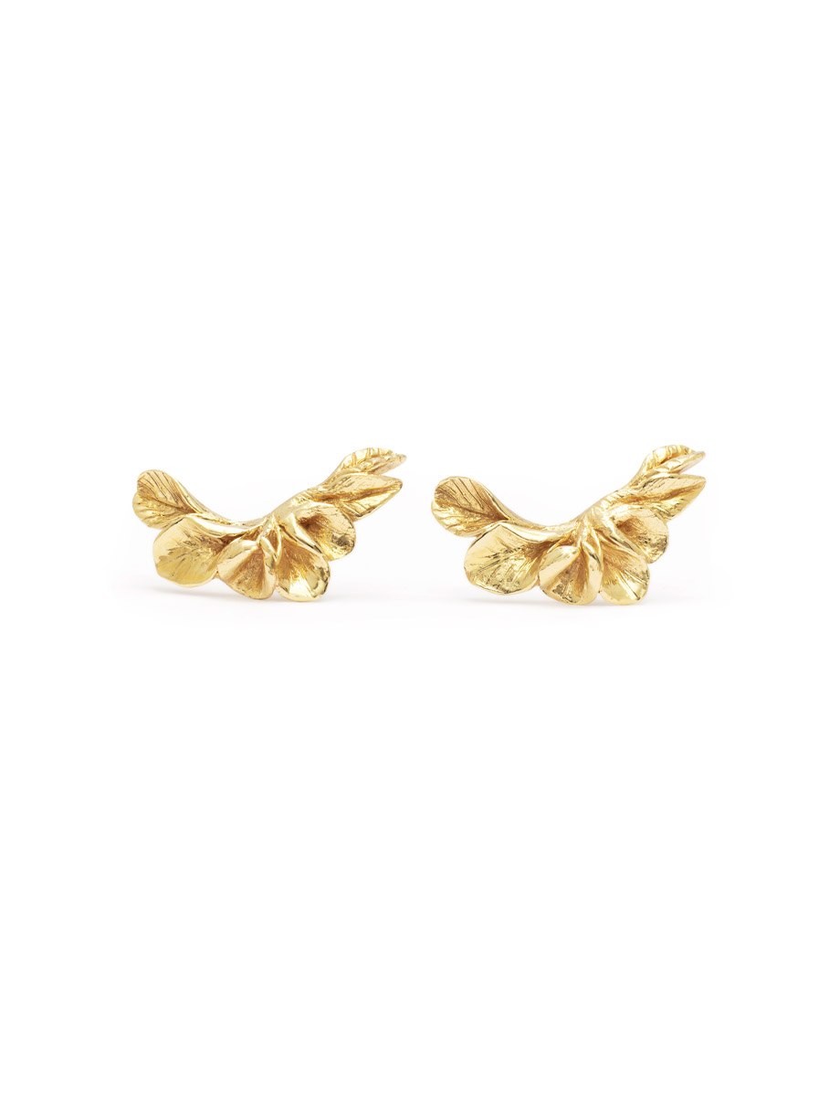 Leaf Stud Earrings – Yellow Gold