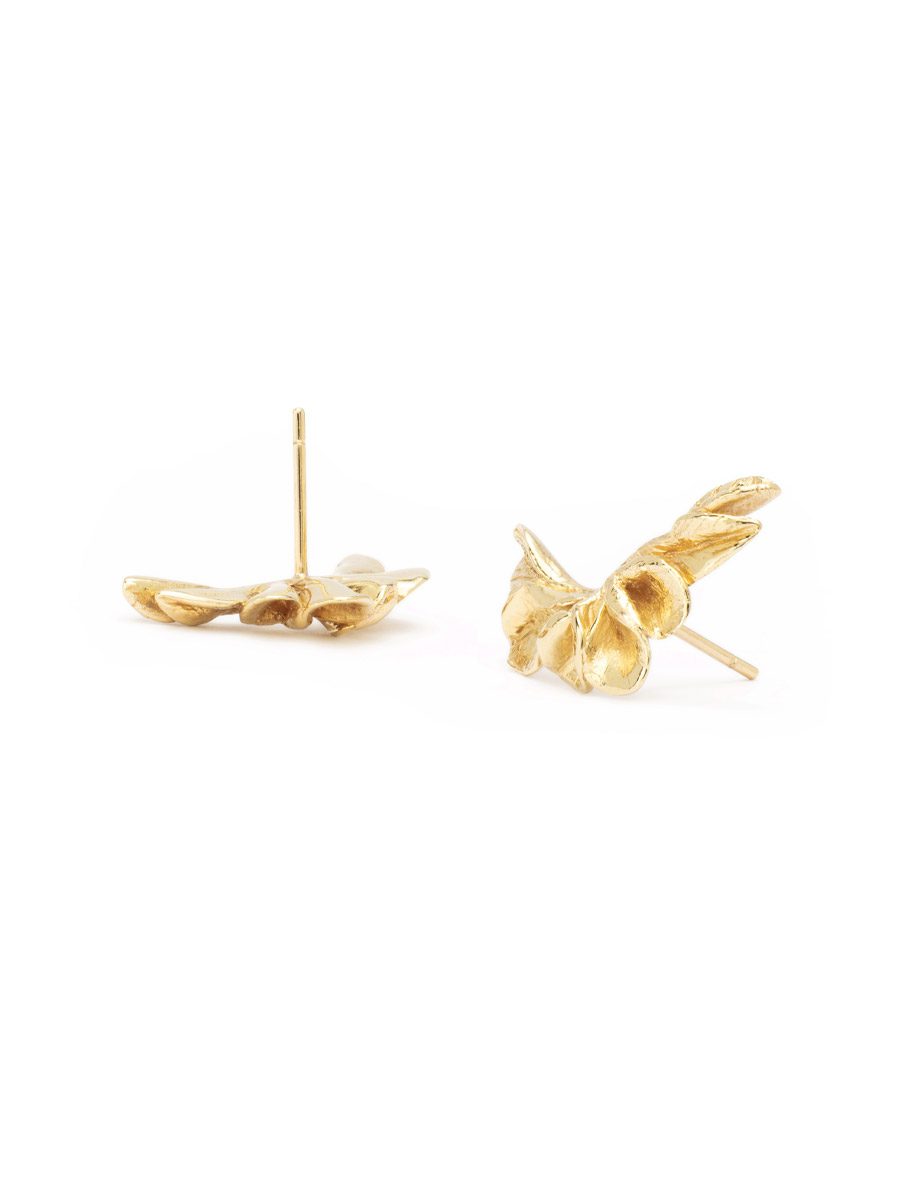 Leaf Stud Earrings – Yellow Gold