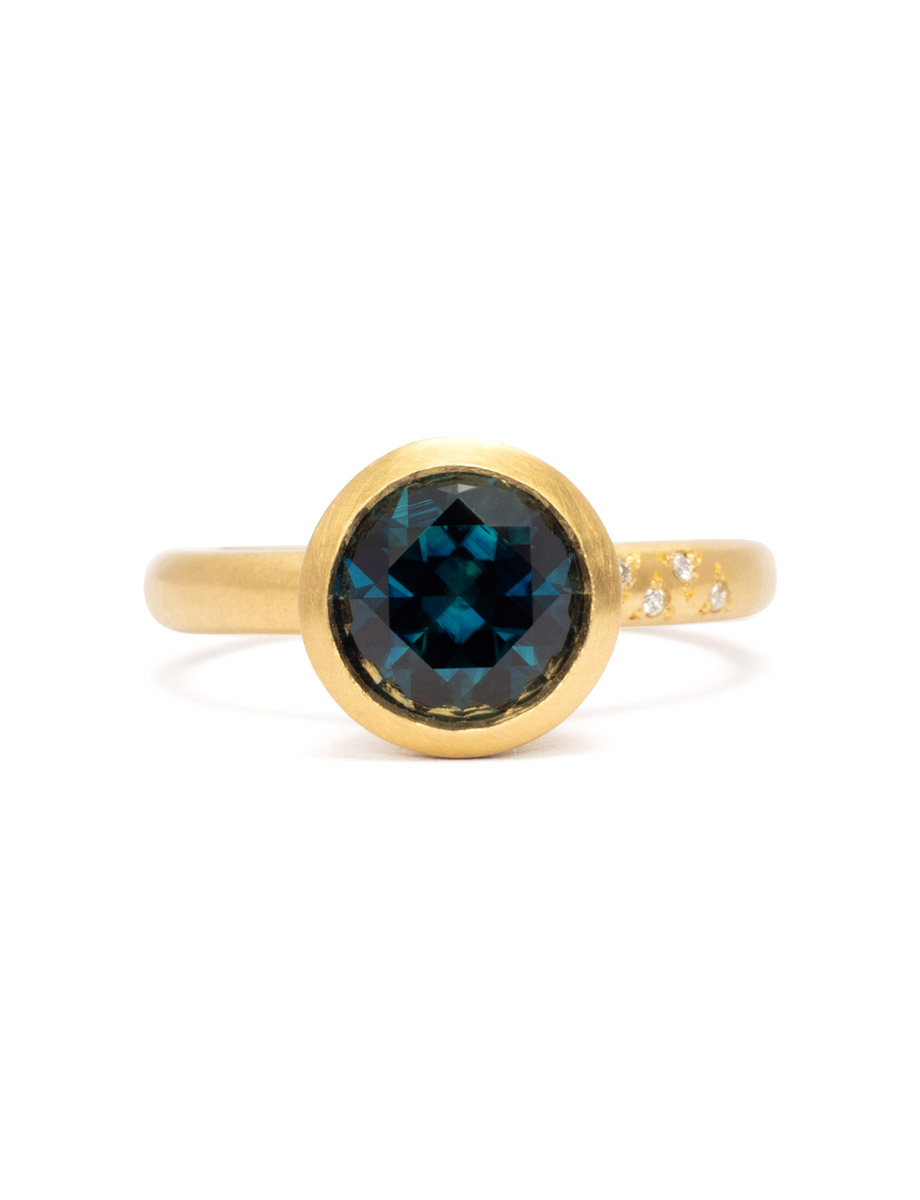 Garden Ring – Teal Sapphire & Diamonds