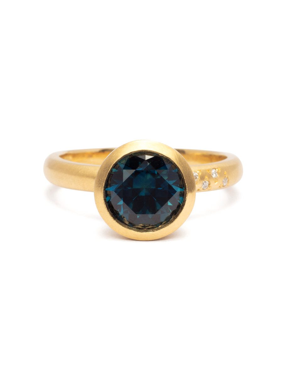 Garden Ring – Teal Sapphire & Diamonds