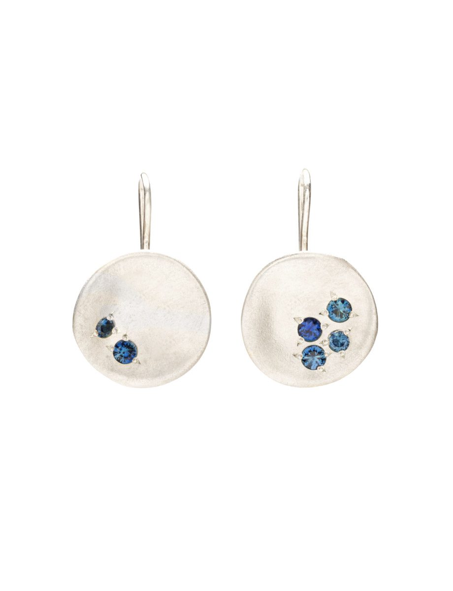 Posy Earrings – Silver & Blue Sapphires