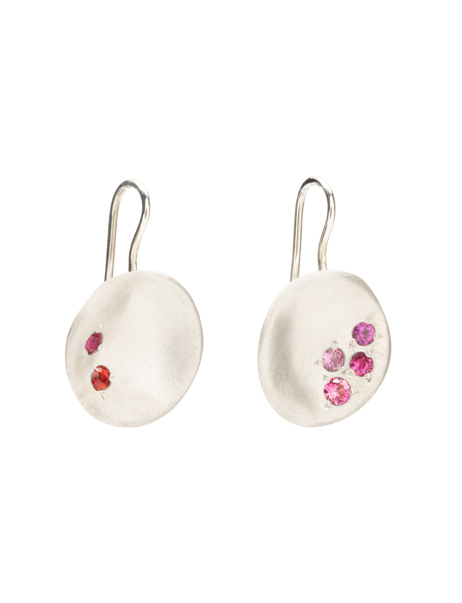 Posy Earrings – Silver & Pink Sapphires