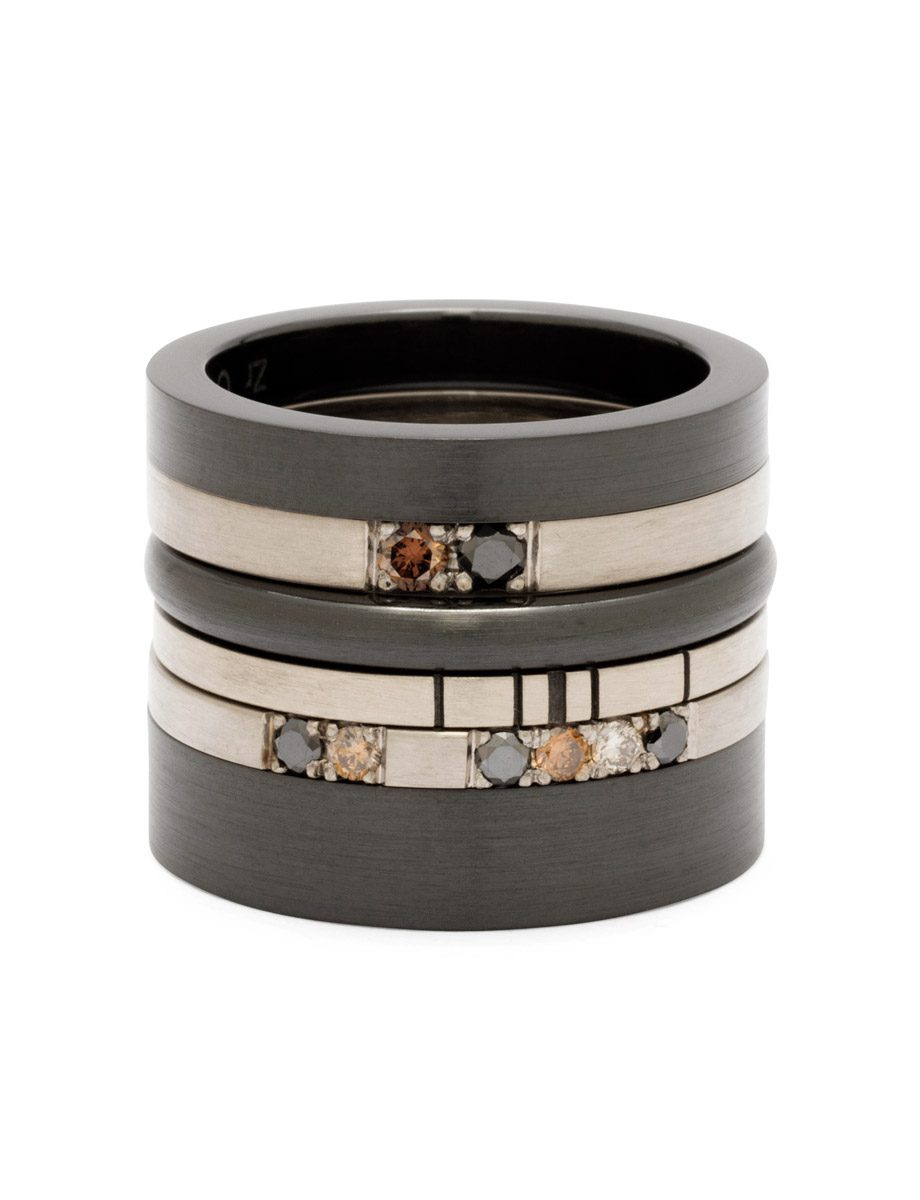 Cosmos Ring Stack – White Gold & Diamond
