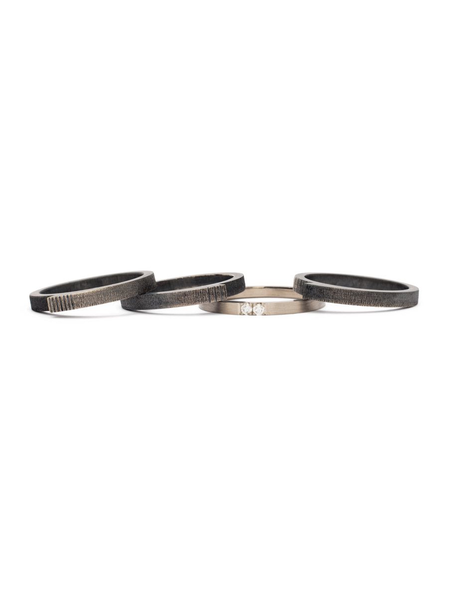 Disengagement Ring Stack – White Gold, Silver & Diamonds