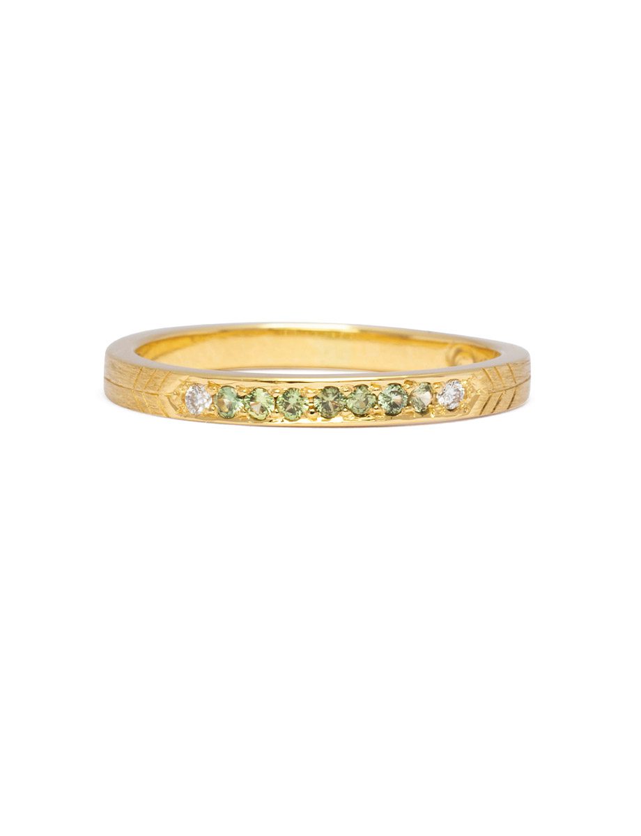 Ombre Green Ring – Yellow Gold & Sapphire