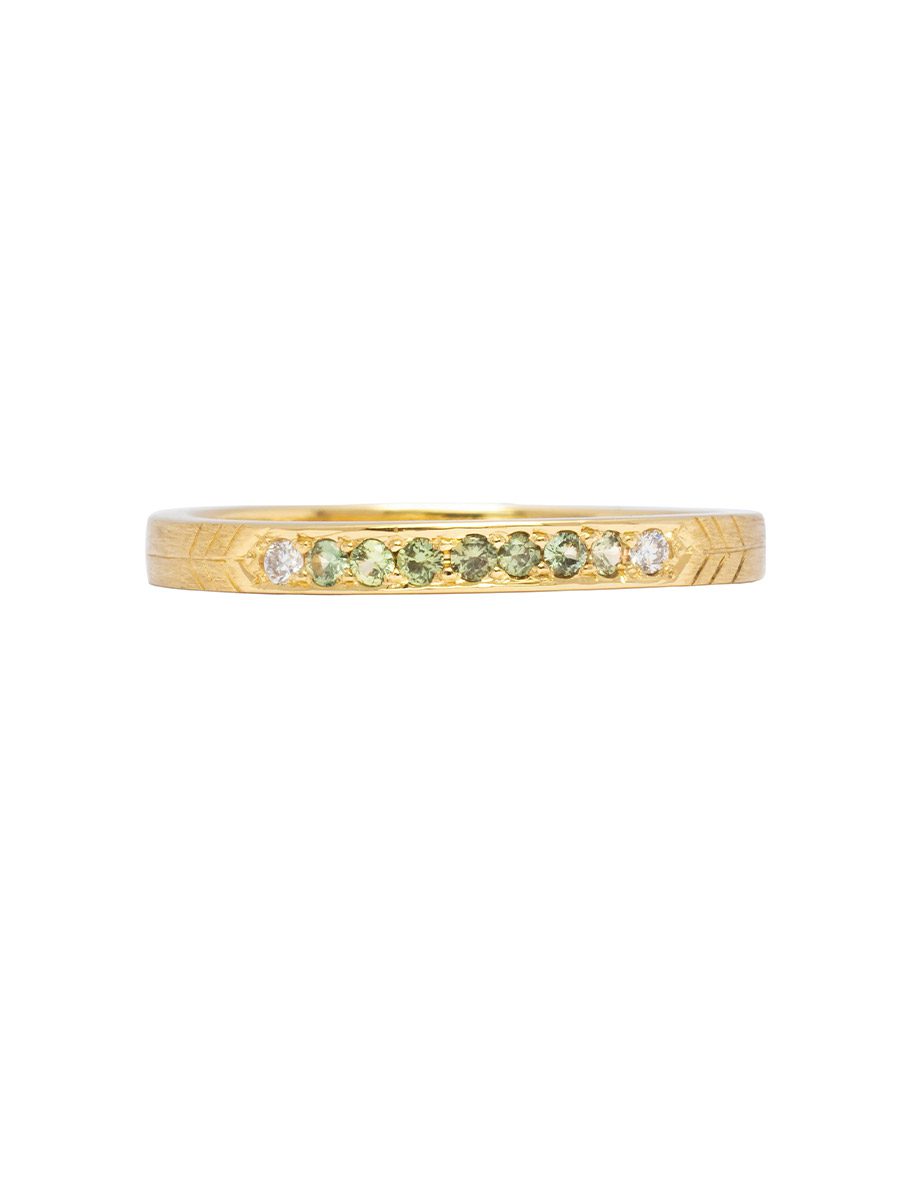 Ombre Green Ring – Yellow Gold & Sapphire