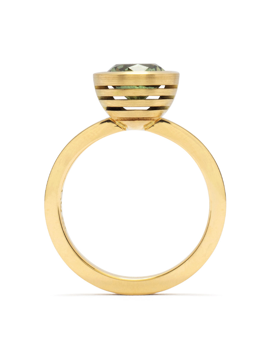 Guggenheim Ring – Yellow Gold & Green Sapphire