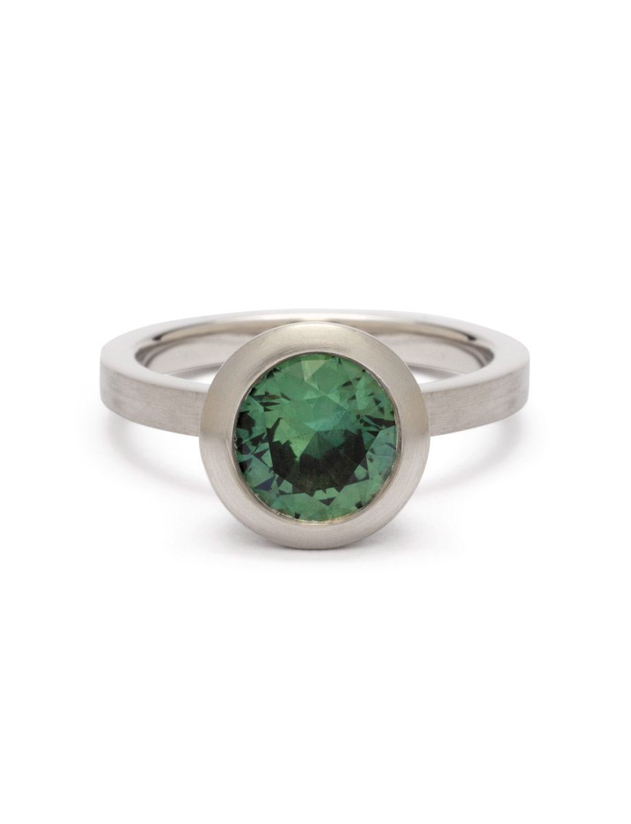 Guggenheim Ring – Platinum & Sea Foam Sapphire