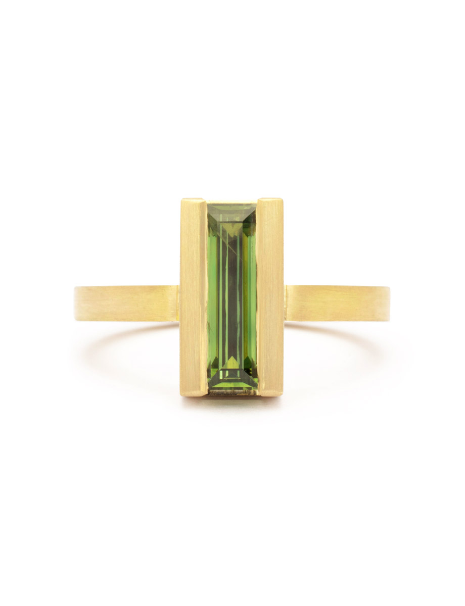 In Line Ring – Yellow Gold & Green Sapphire