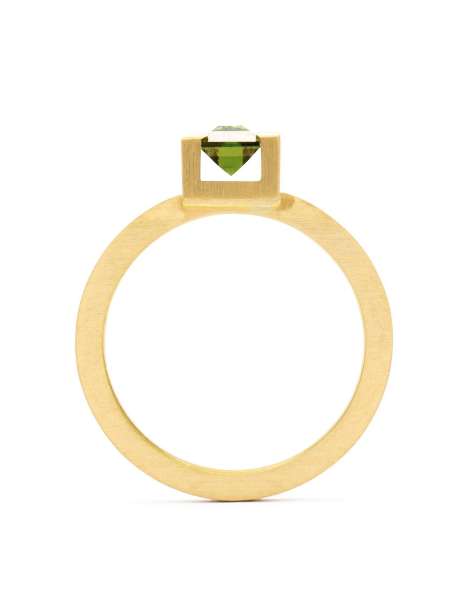 In Line Ring – Yellow Gold & Green Sapphire