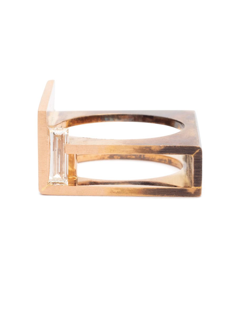 Rose Outline Ring – Rose Gold & Diamond