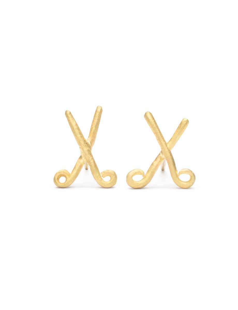 Scissor Stud Earrings – Gold