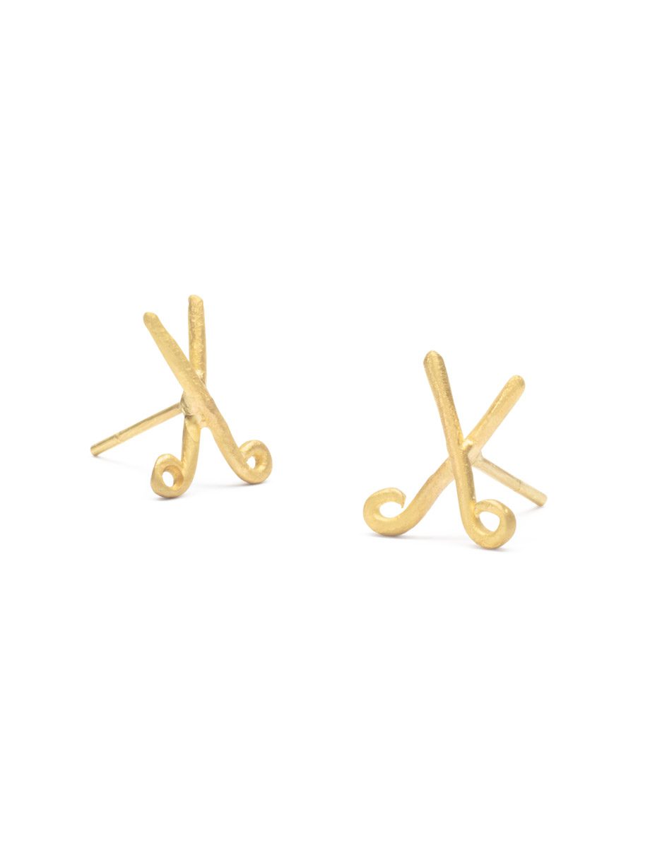 Scissor Stud Earrings – Gold