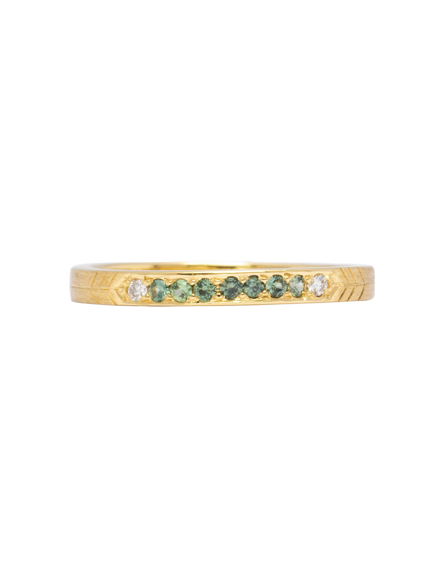 Ombre Green Ring – Yellow Gold & Sapphire