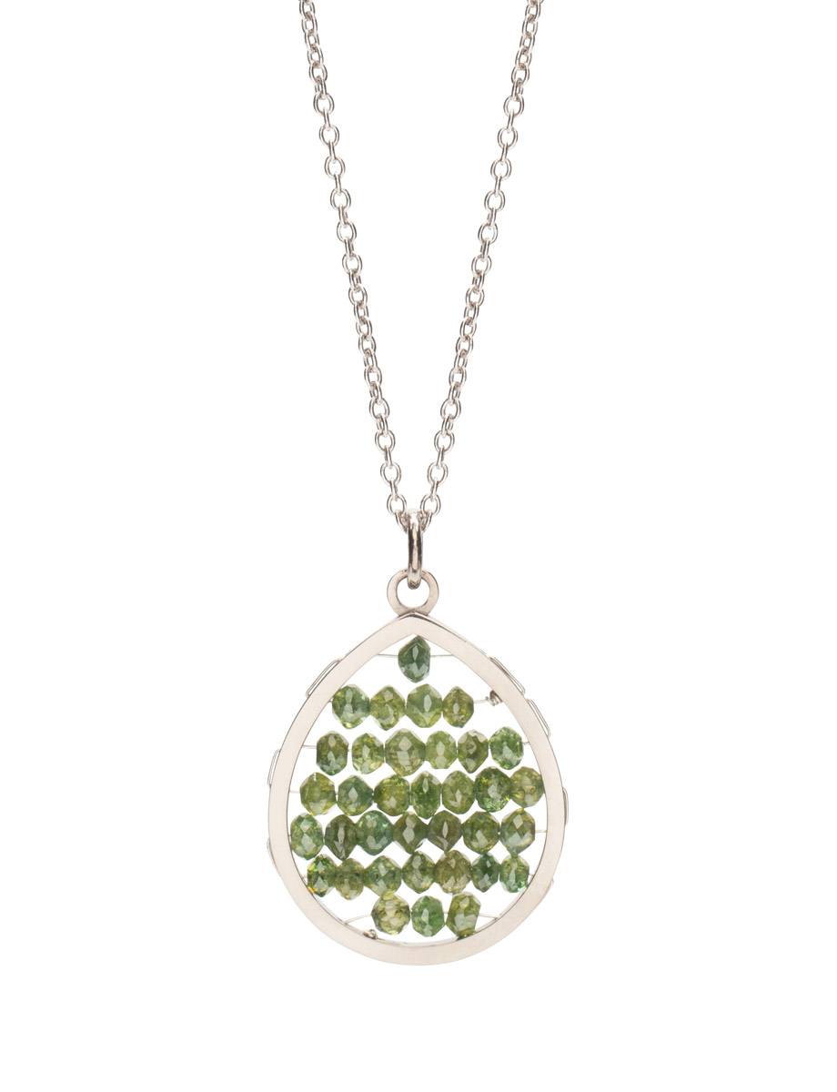 Medium Reef Necklace – White Gold & Green Diamonds