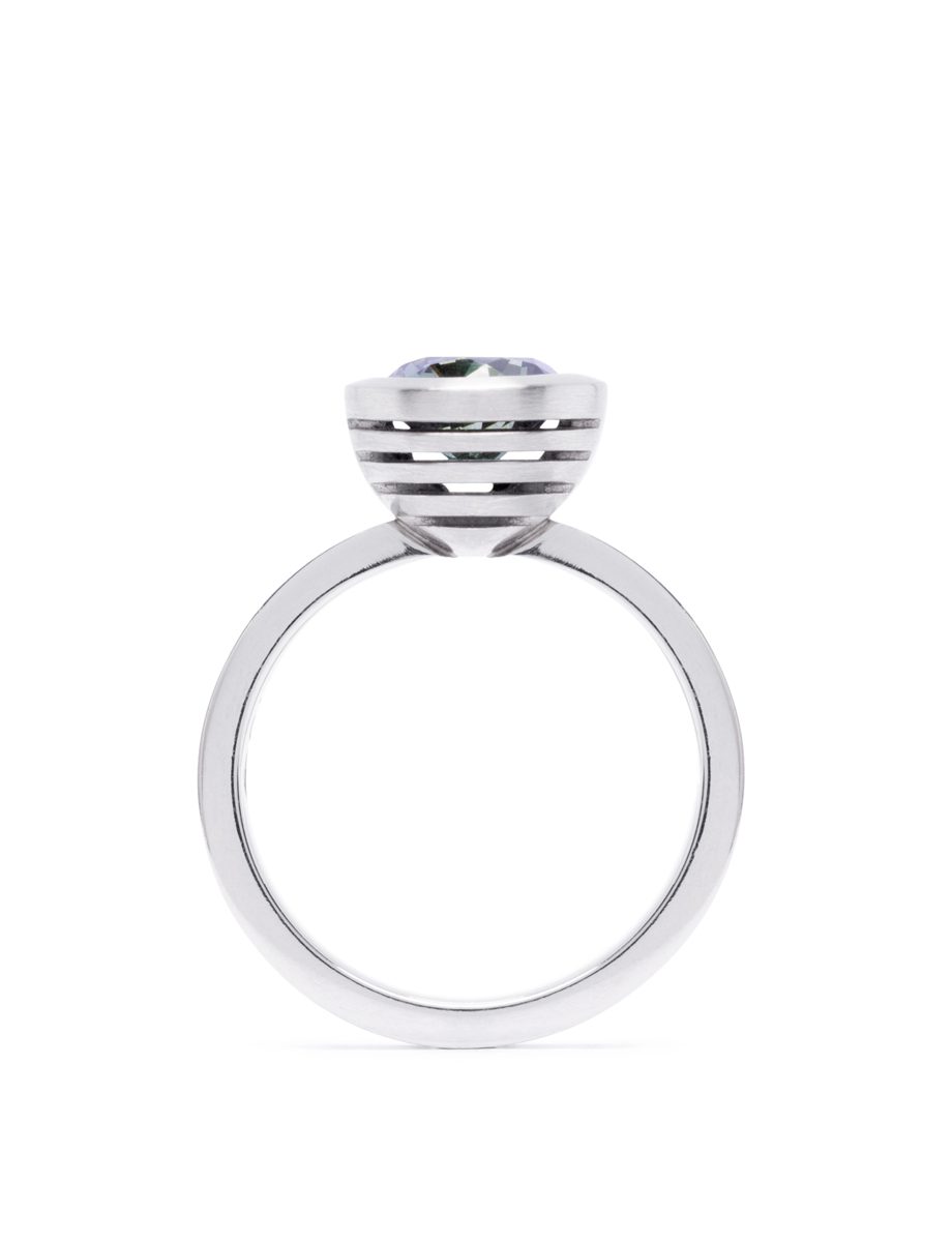 Guggenheim Ring – Platinum & Sea Foam Sapphire