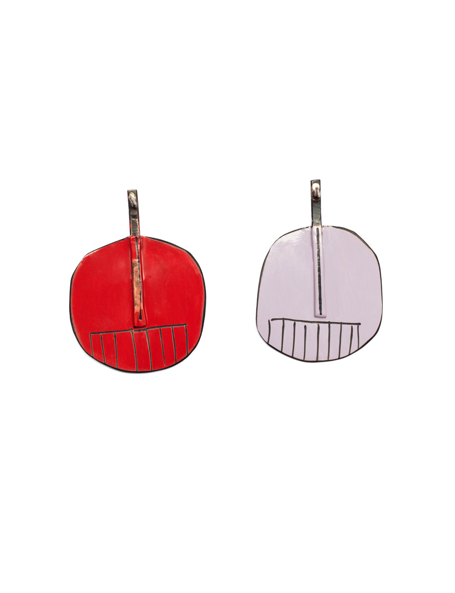 Paddle Stud Earrings – Lavender & Red