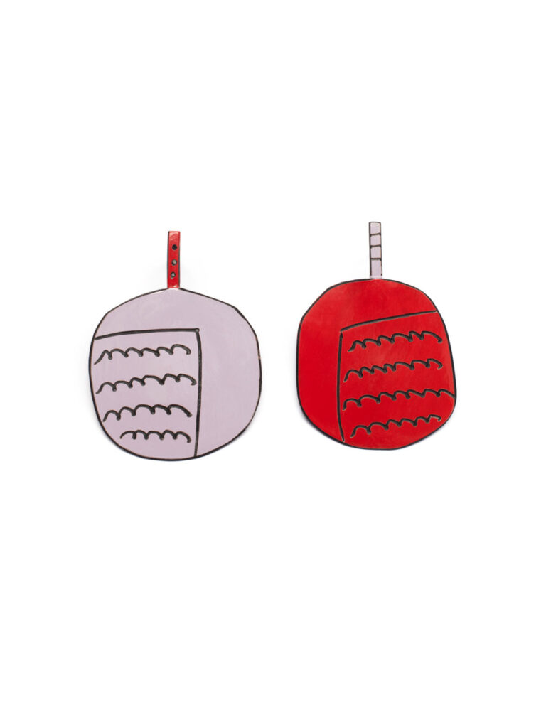 Paddle Stud Earrings – Lavender & Red