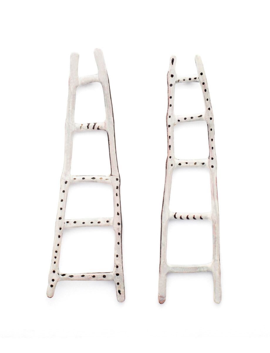 Ladder Stud Earrings – White