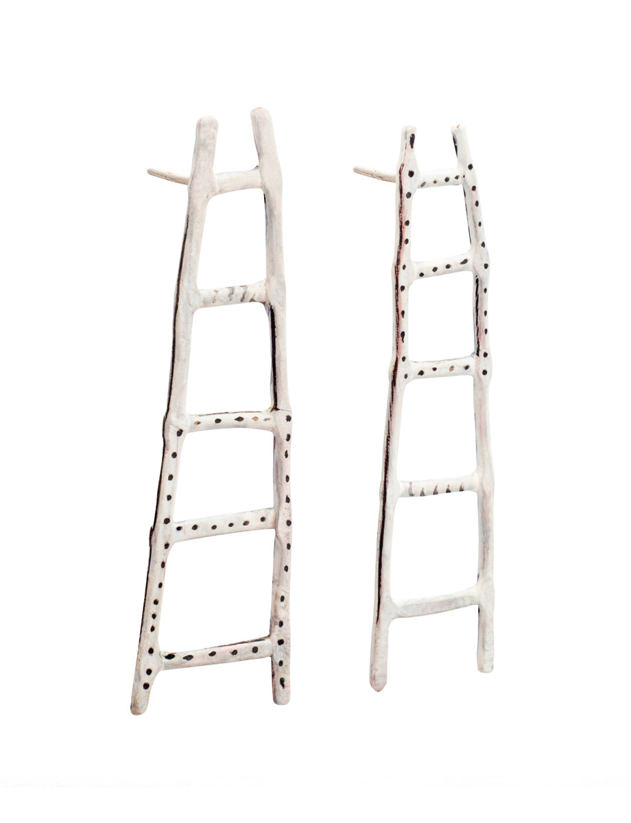 Ladder Stud Earrings – White