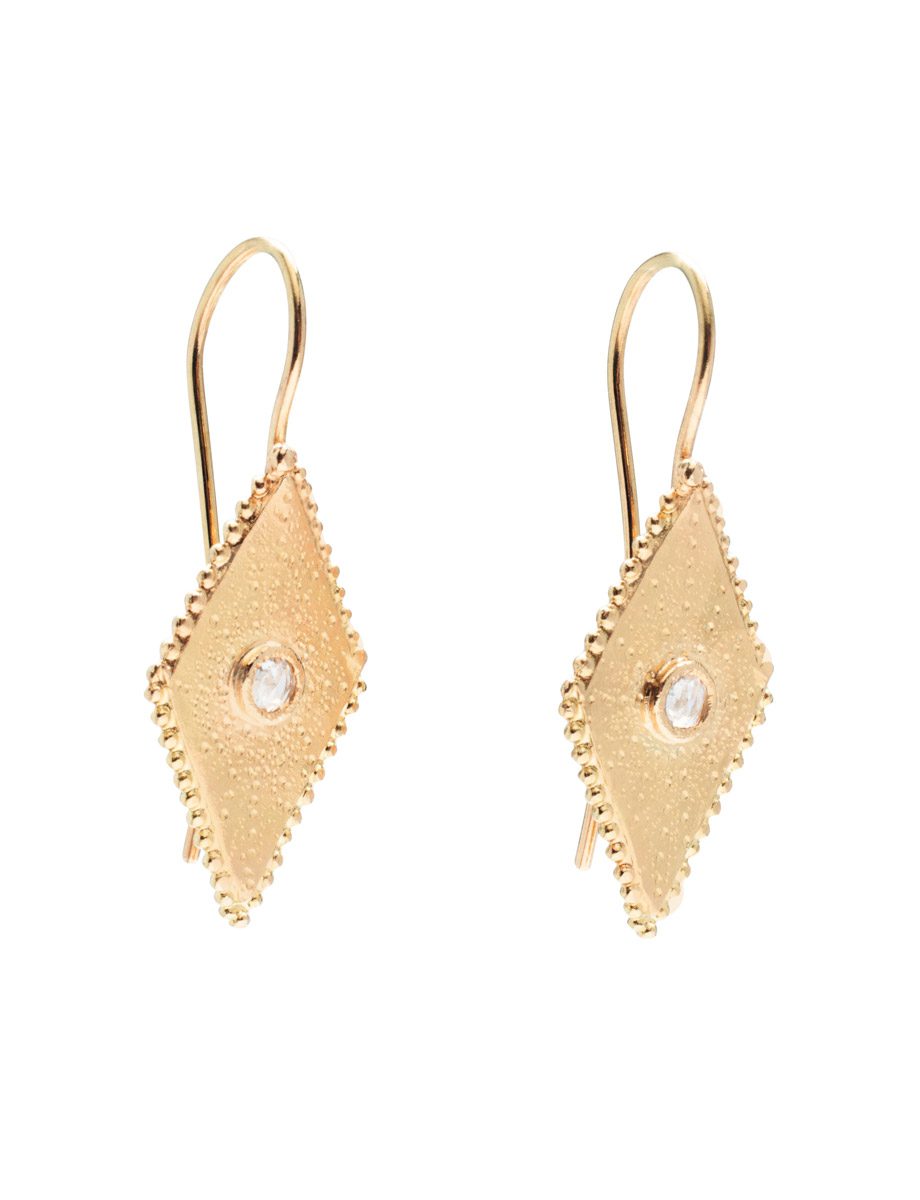 Diamond Shape Star Hook Earrings – Yellow Gold & Diamonds