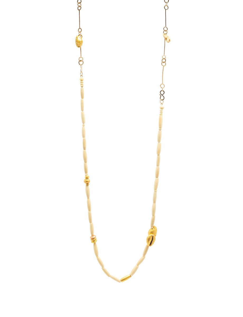 Kintsukuroi Two Piece Necklace – Yellow Gold & Vintage Bead