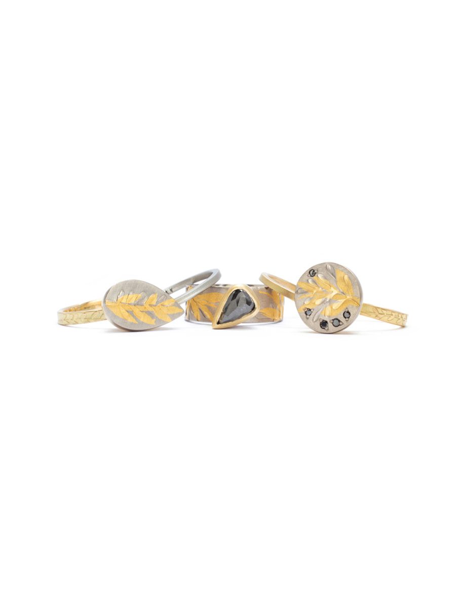 Desire / Defiance Ring Stack – White & Yellow Gold