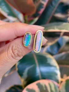 Asymmetric Boulder Opal Stud Earrings