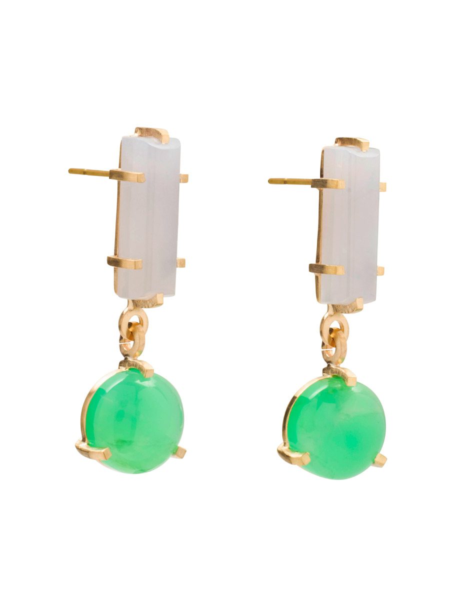 Glow Earrings – Chalcedony & Chrysoprase