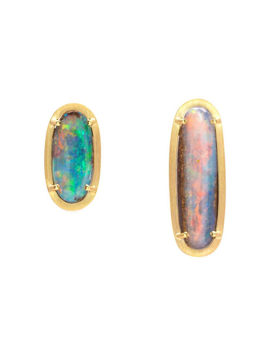 Asymmetric Boulder Opal Stud Earrings