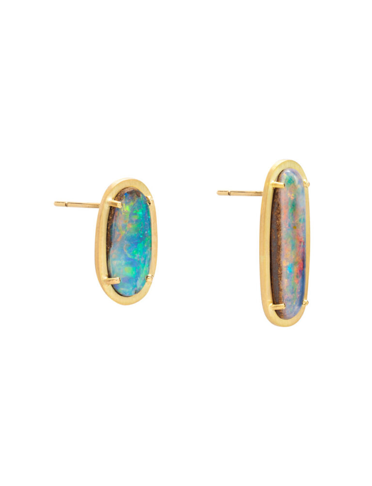 Asymmetric Boulder Opal Stud Earrings