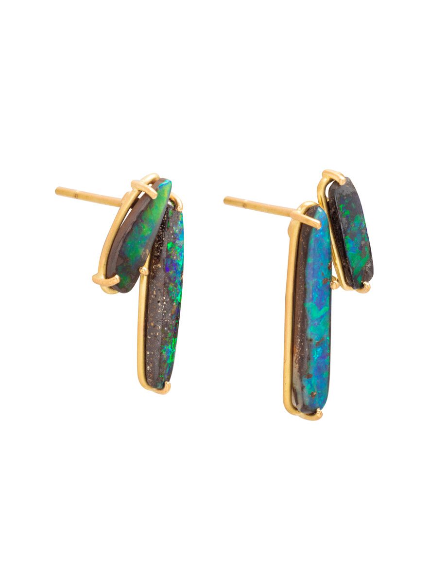 Green Light Double Opal Earrings