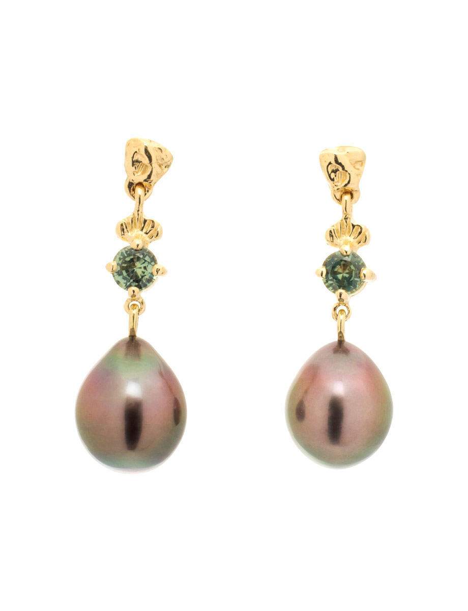 Deep Sea Earrings – Tahitian Pearl & Sapphire