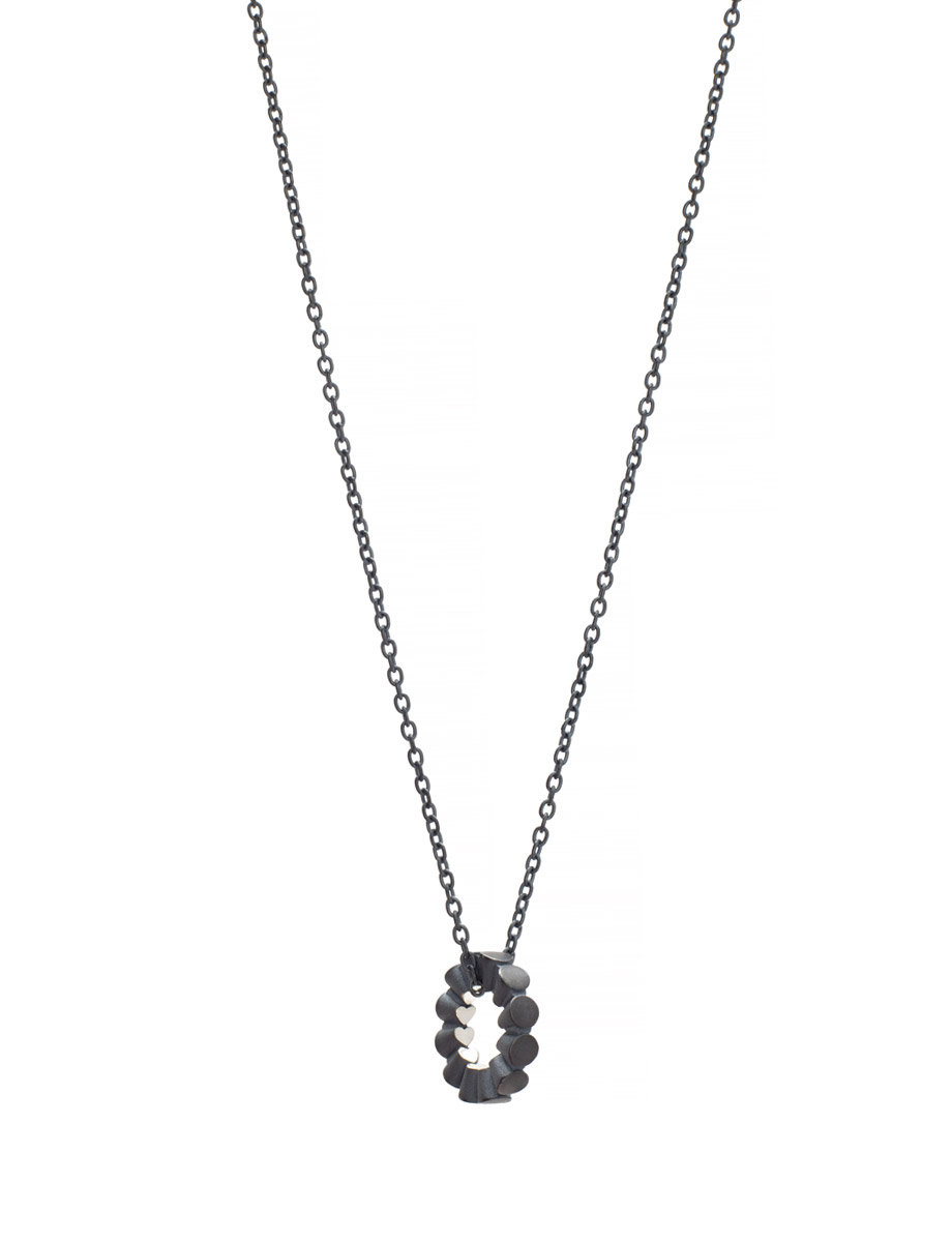 Petite Secret Hearts Necklace – Blackened Silver