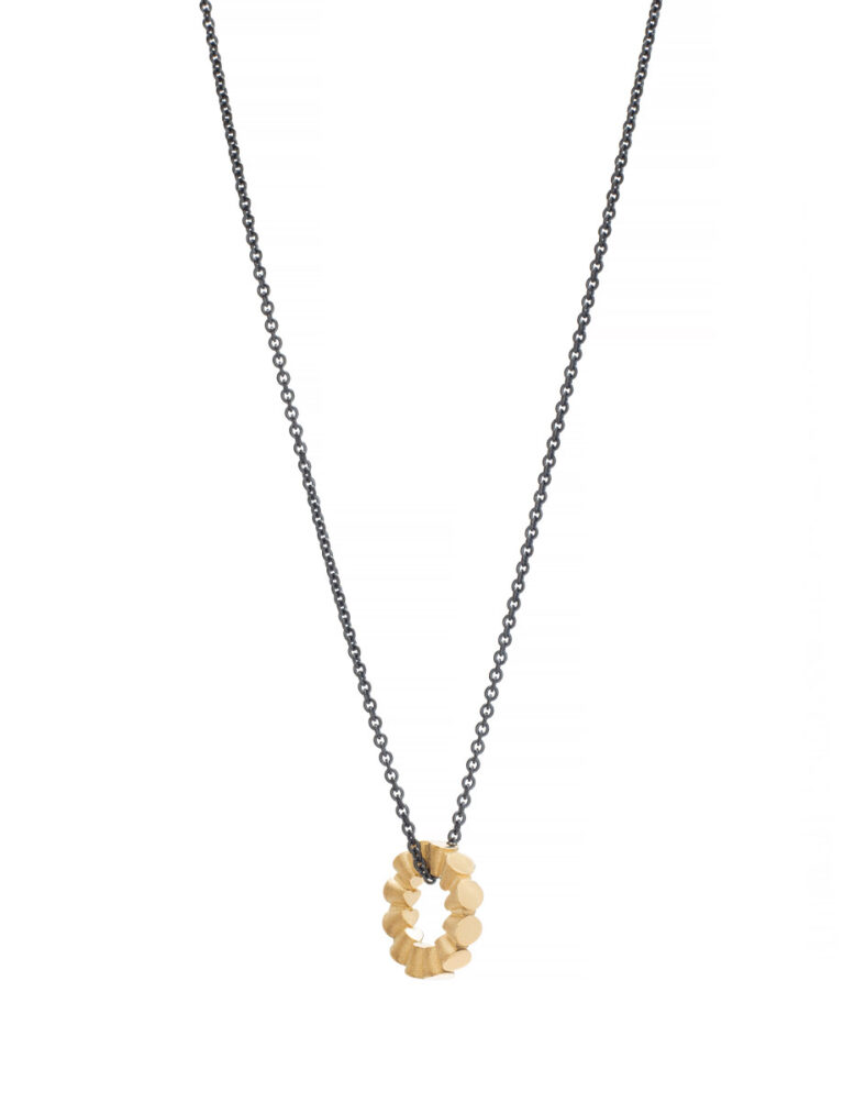 Petite Secret Hearts Necklace – Yellow Gold & Blackened Silver