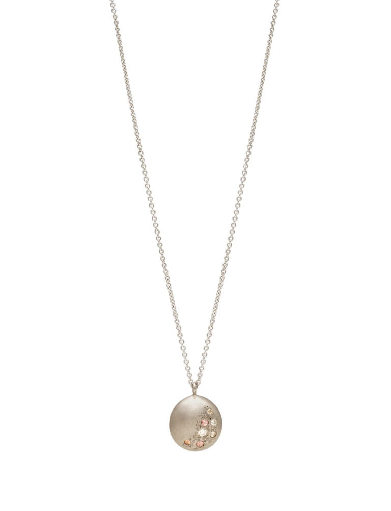 Glimmer Pendant Necklace – White Gold, Pink Sapphires & Diamonds