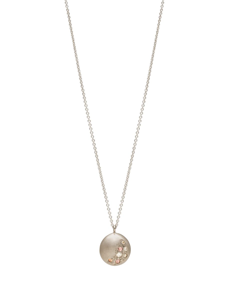 Glimmer Pendant Necklace – White Gold, Pink Sapphires & Diamonds