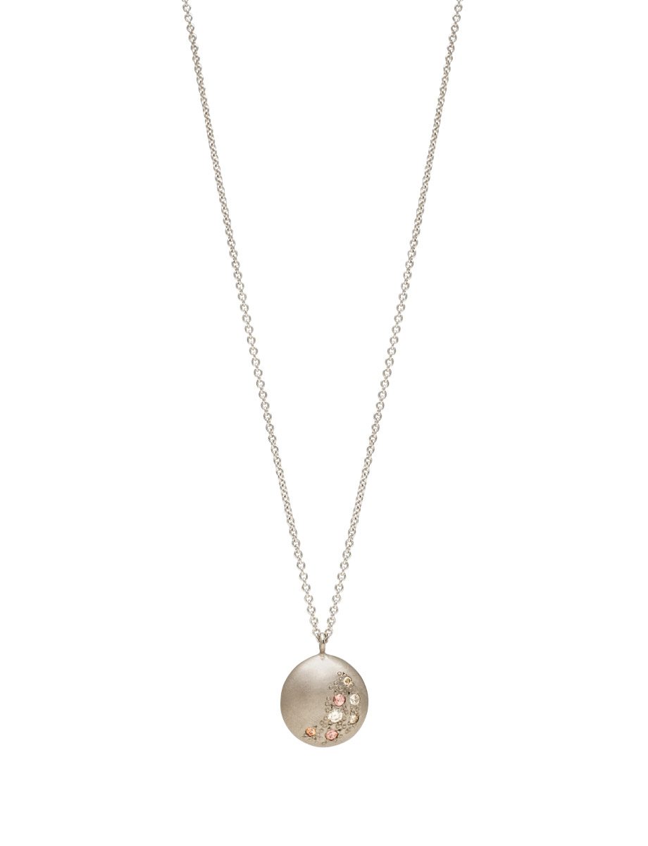 Glimmer Pendant Necklace – White Gold, Pink Sapphires & Diamonds