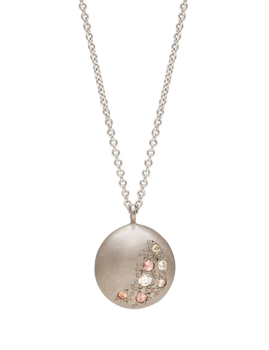 Glimmer Pendant Necklace – White Gold, Pink Sapphires & Diamonds