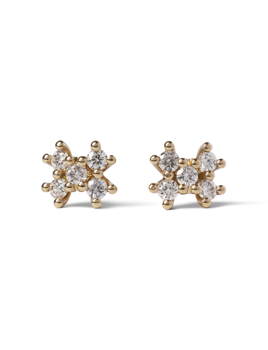 Five Diamond Stud Earrings – Yellow Gold