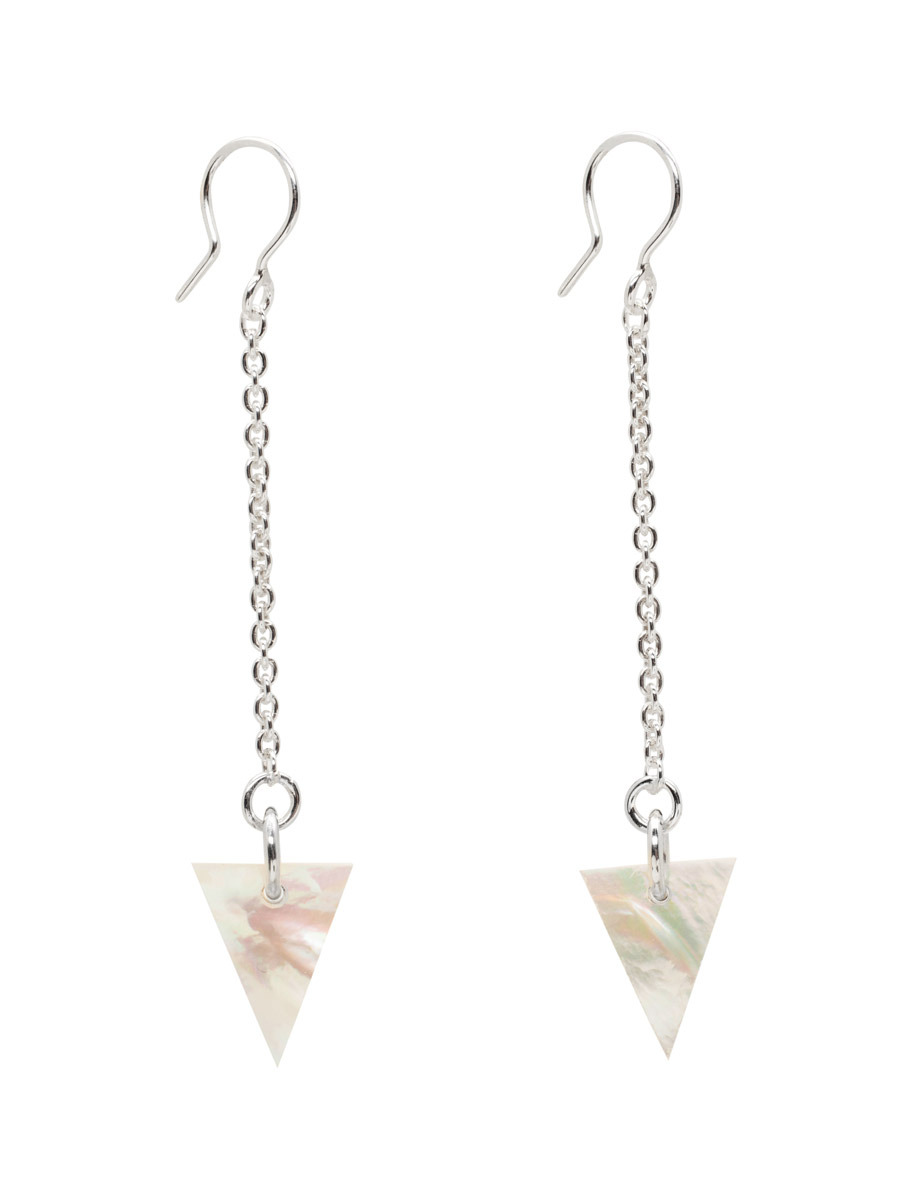 Triangle Chain Drop Earrings – Mother of Pearl