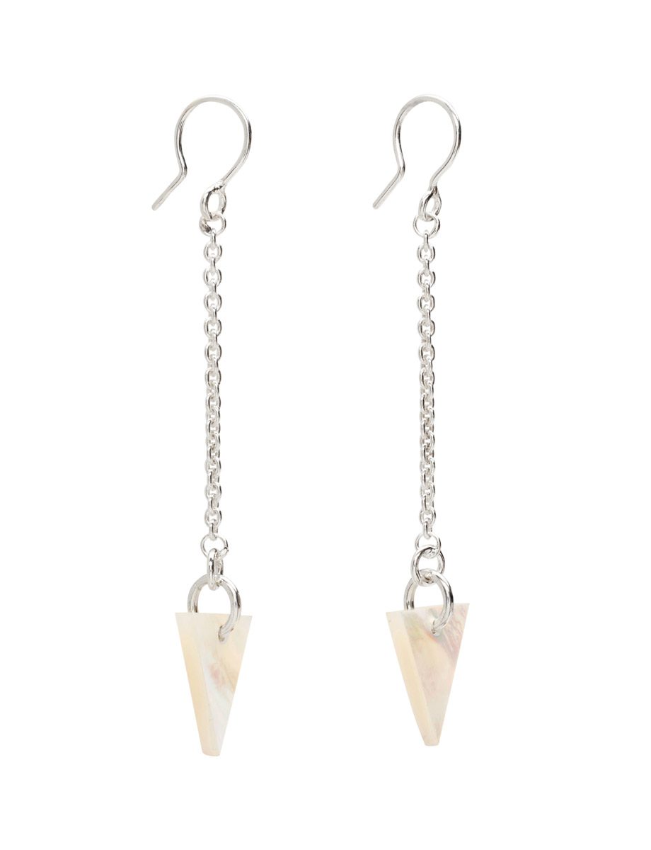 Triangle Chain Drop Earrings – Mother of Pearl