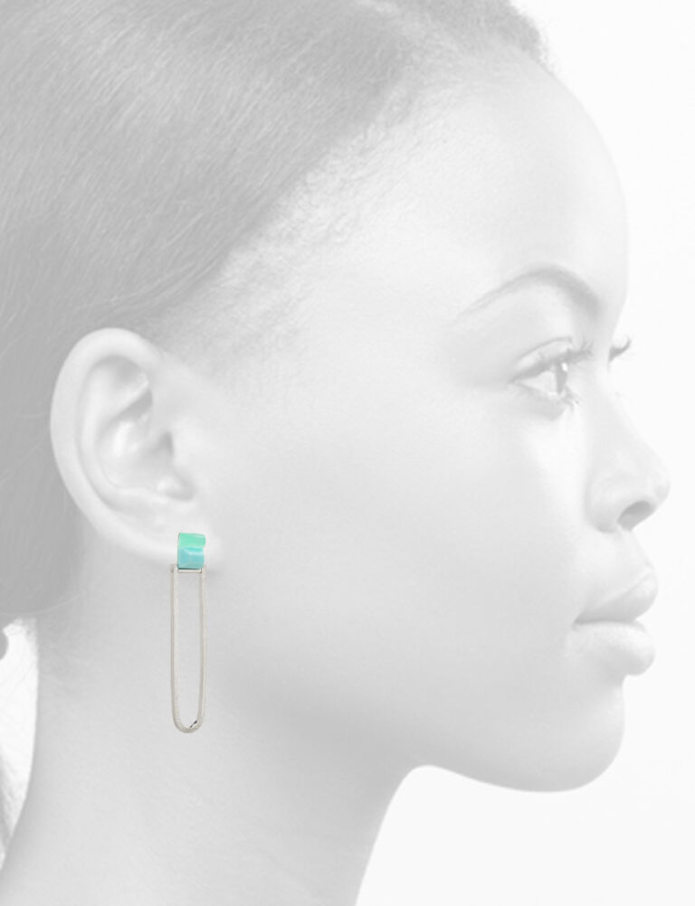 Oval Splice Earrings – Green & Blue