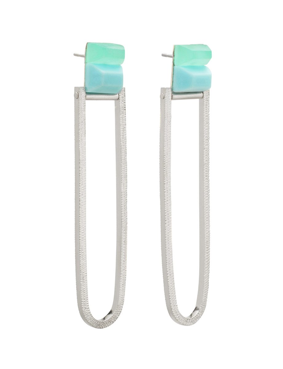 Oval Splice Earrings – Green & Blue