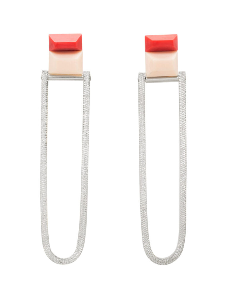 Oval Splice Earrings – Red & Pink
